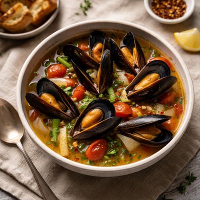 Mussels with soup