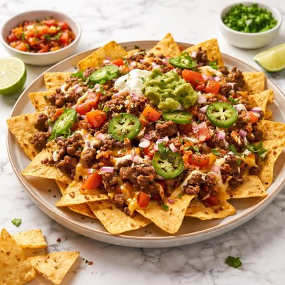 Nachos with beef and cheese