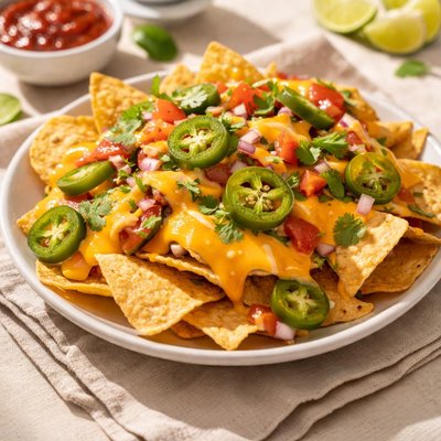 Nachos with cheese and jalapenos