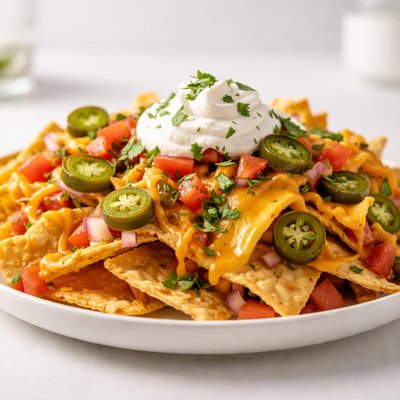 Nachos with cheese and sour cream