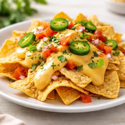 Nachos with cheese sauce