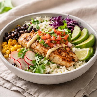 Naked fish taco bowl