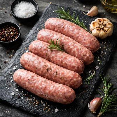 Naked pork sausages