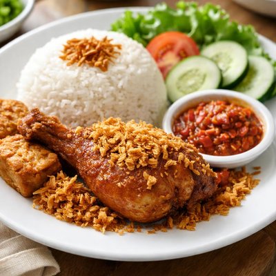 Nasi ayam penyet