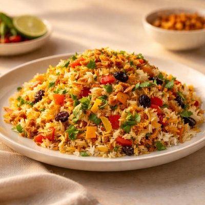 Nasi basmati hujan panas