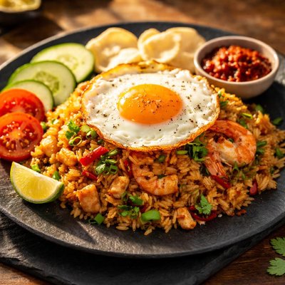 Nasi goreng dan telur mata