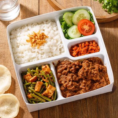 Nasi kotak rendang