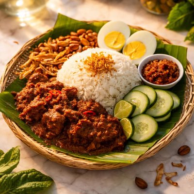 Nasi lemak rendang