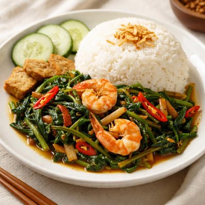 Nasi oseng kangkung