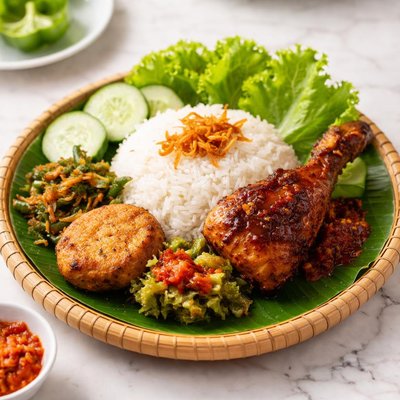 Nasi padang ayam bakar dan perkedel