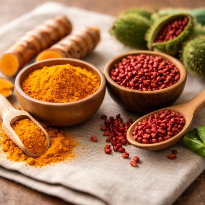 extractos naturales de cúrcuma y achiote