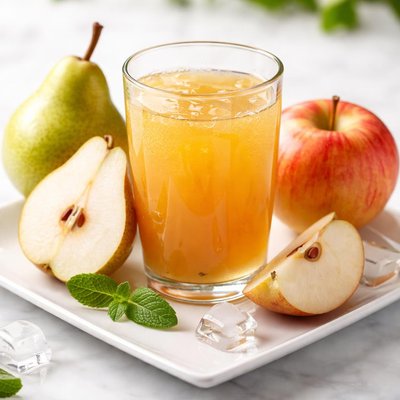 Natural pear and apple juice