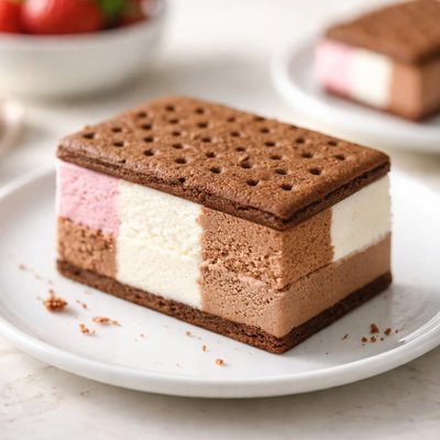 Neapolitan ice cream sandwich