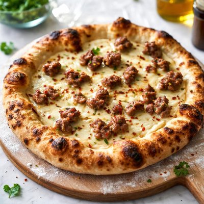 那不勒斯风格披萨白酱配意大利香肠