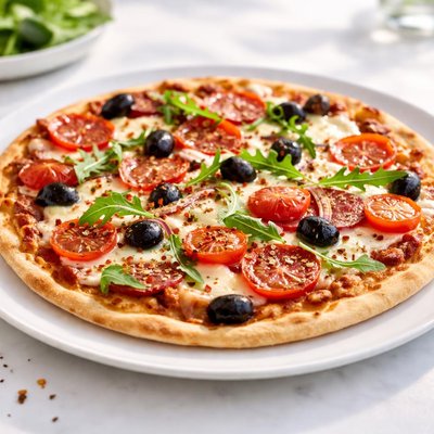 Neat feast thin base pizza