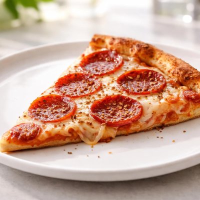 New york style pepperoni pizza slice