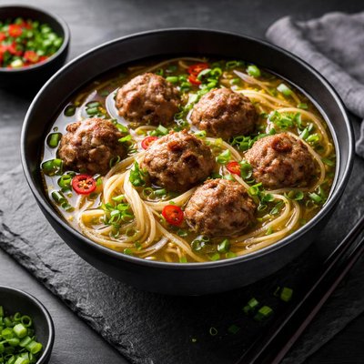 Noodle soup with meatballs