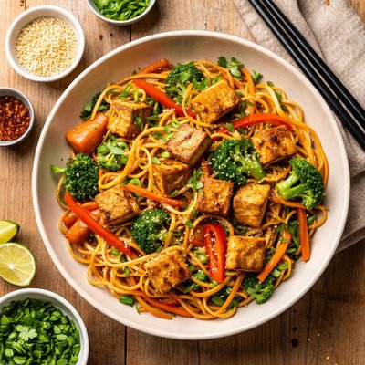 Noodle stir fry with tofu