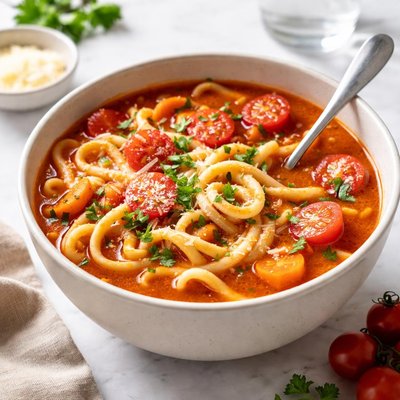 Noodle with tomatoes soup