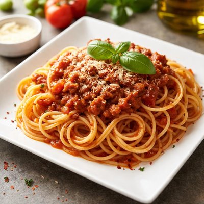 Noodles with tomato sauce