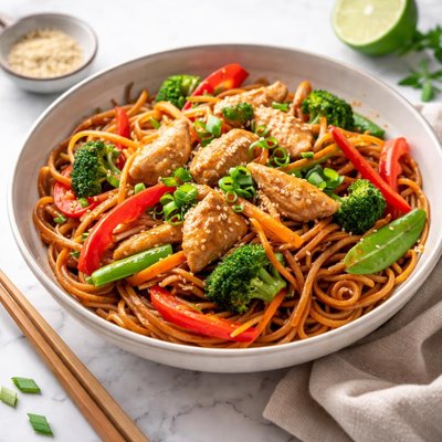 Noodles with vegetables and chicken