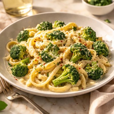 Nudeln mit brokkoli-sahne-sauce