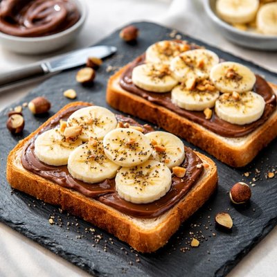 Tostada de nutella con plátano en rodajas