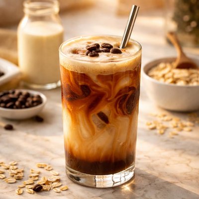 Latte d'avena scosso al caffè espresso