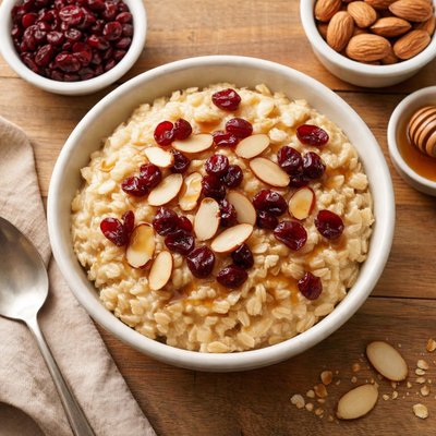 Oatmeal with almonds and cranberries