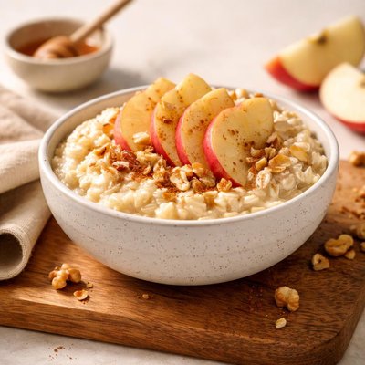 Oatmeal with apple slices