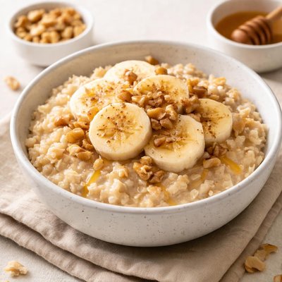 Oatmeal with banana slices
