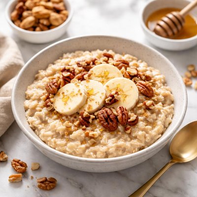 Oatmeal with bananas and nuts