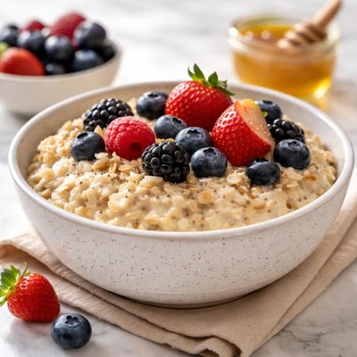 Oatmeal with chia seeds and berries