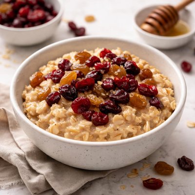 Oatmeal with cranberries and raisins