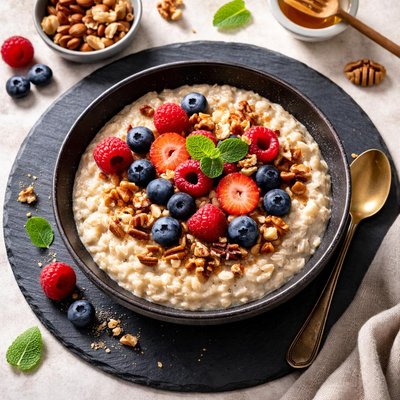 Oatmeal with nuts and berries