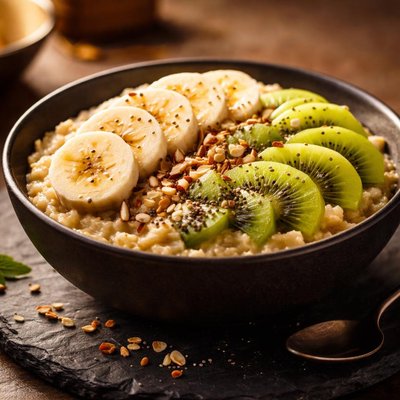 燕麦配香蕉和奇异果