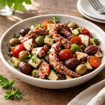 Octopus and olive salad