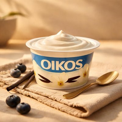 Oikos vanilla less sugar