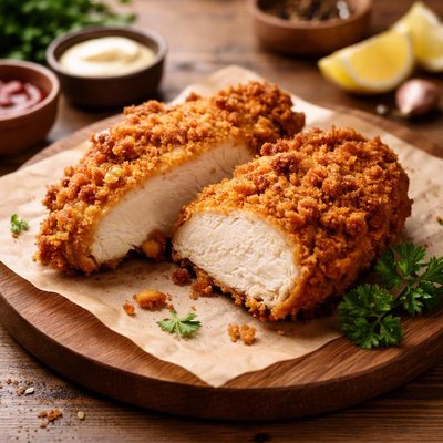 Oil fried chicken breast half