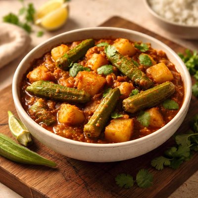 Okra and potato curry
