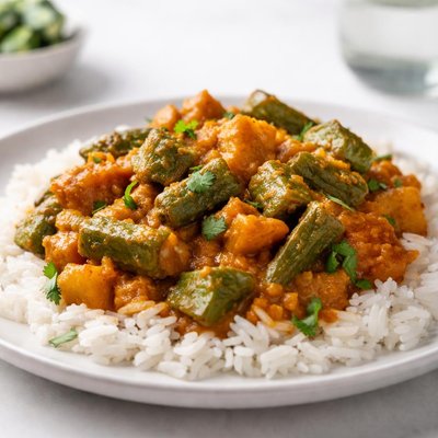 Okra and sweet potato curry