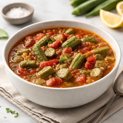 Okra and tomatoes soup