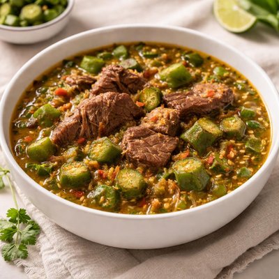 Okra soup with beef