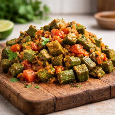 Okra tomatoes subji