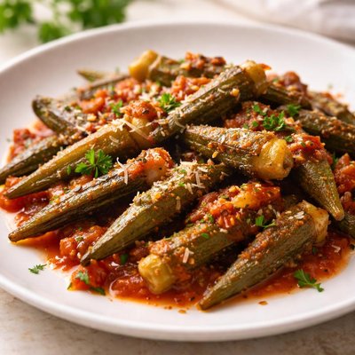 Okra with marinara sauce
