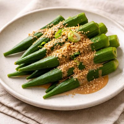 Okra with sesame sauce