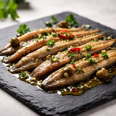 奥拉萨加斯腌甜白虾（加入地中海香料和白葡萄酒的传统圣塞瓦斯蒂安烹饪方式）