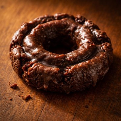 Old fashioned glazed chocolate doughnut