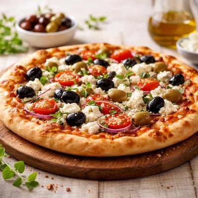 Olive and feta pizza