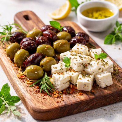 Olives and feta cheese